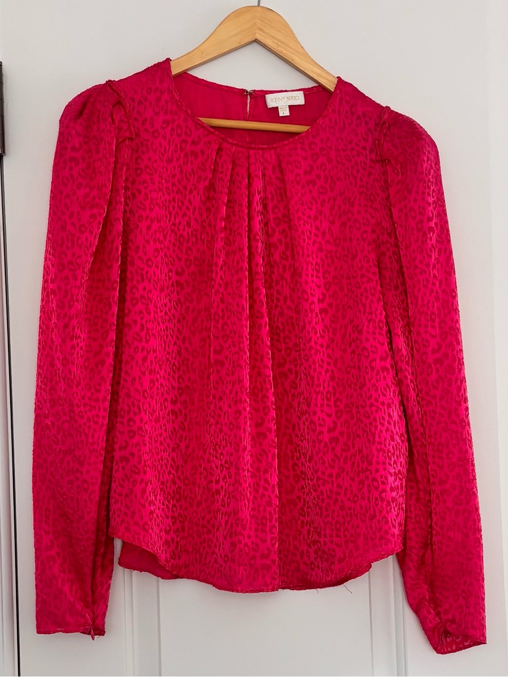 Ronny Kobo Collection Hot Pink Leopard-Print Long Sleeve Blouse